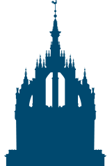 Silhouette of crown spire on St Giles Cathedral, Edinburgh